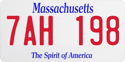 MA license plate 7AH198