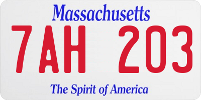 MA license plate 7AH203