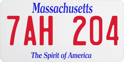 MA license plate 7AH204