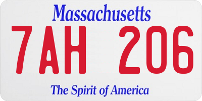 MA license plate 7AH206