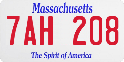 MA license plate 7AH208