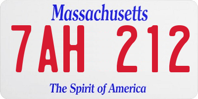 MA license plate 7AH212