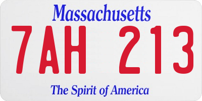 MA license plate 7AH213