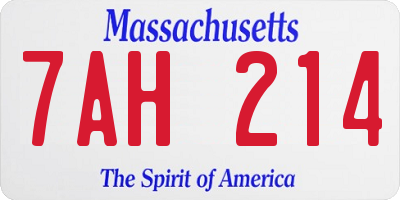 MA license plate 7AH214