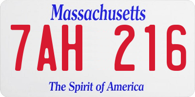 MA license plate 7AH216
