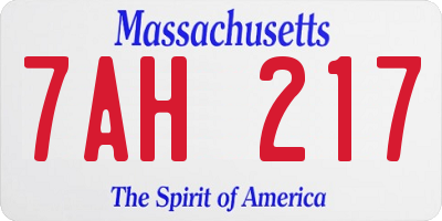 MA license plate 7AH217