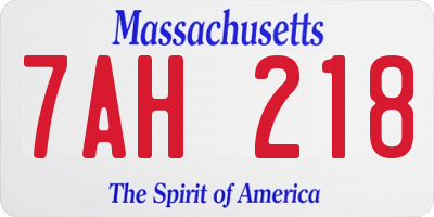MA license plate 7AH218