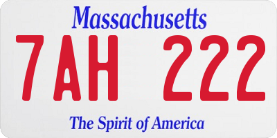 MA license plate 7AH222