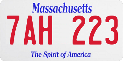 MA license plate 7AH223