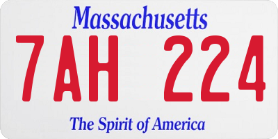 MA license plate 7AH224