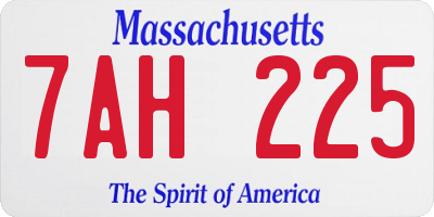 MA license plate 7AH225