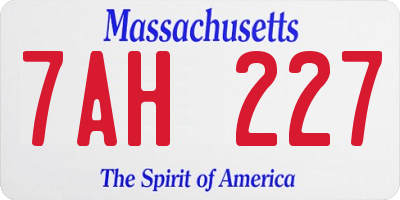 MA license plate 7AH227