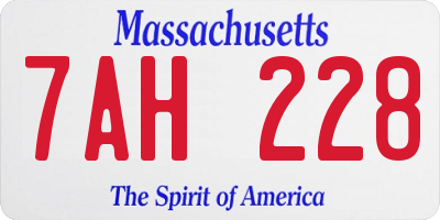 MA license plate 7AH228