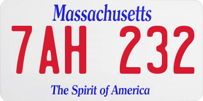 MA license plate 7AH232