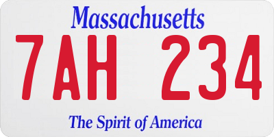 MA license plate 7AH234