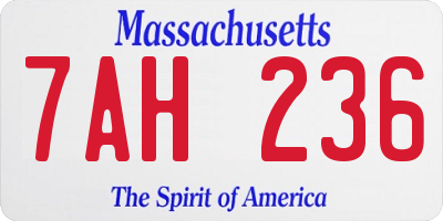 MA license plate 7AH236