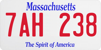 MA license plate 7AH238
