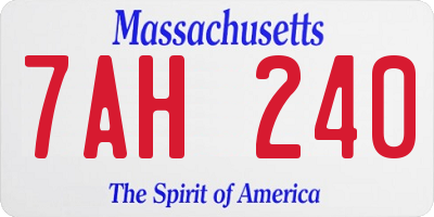 MA license plate 7AH240