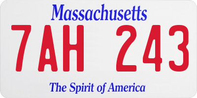 MA license plate 7AH243