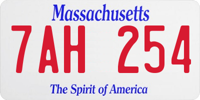MA license plate 7AH254