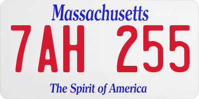 MA license plate 7AH255