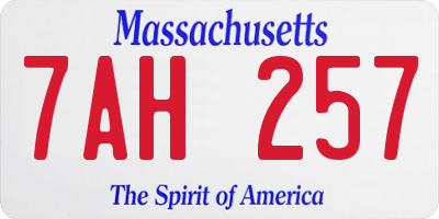 MA license plate 7AH257