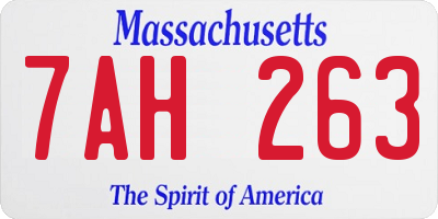 MA license plate 7AH263