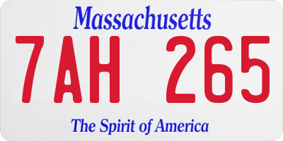 MA license plate 7AH265