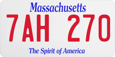 MA license plate 7AH270