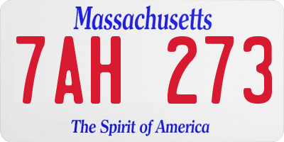MA license plate 7AH273