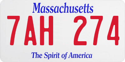 MA license plate 7AH274