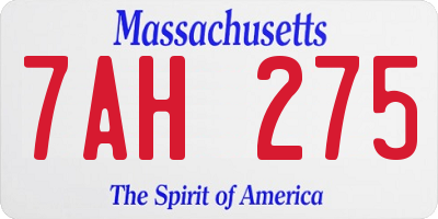 MA license plate 7AH275