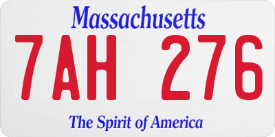 MA license plate 7AH276