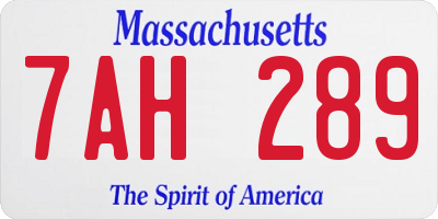 MA license plate 7AH289