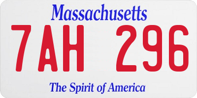MA license plate 7AH296