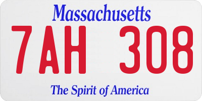 MA license plate 7AH308