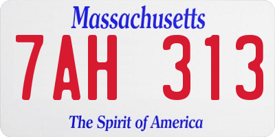 MA license plate 7AH313