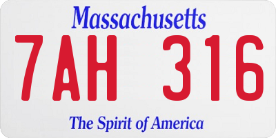 MA license plate 7AH316