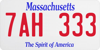 MA license plate 7AH333
