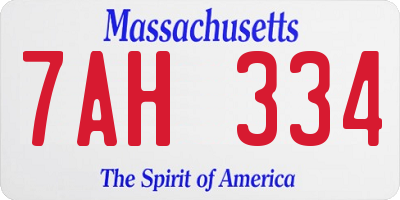 MA license plate 7AH334