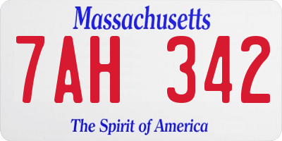 MA license plate 7AH342