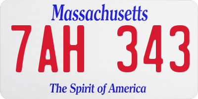 MA license plate 7AH343