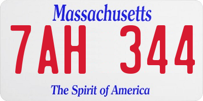 MA license plate 7AH344