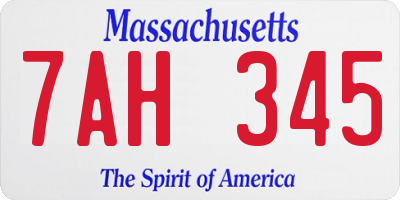MA license plate 7AH345