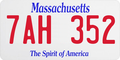 MA license plate 7AH352