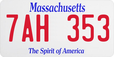 MA license plate 7AH353