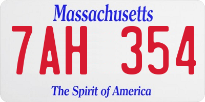 MA license plate 7AH354