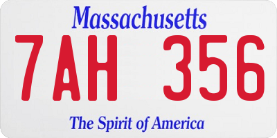 MA license plate 7AH356