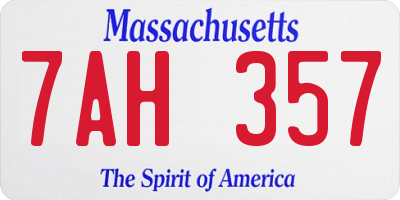 MA license plate 7AH357