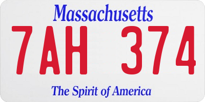 MA license plate 7AH374